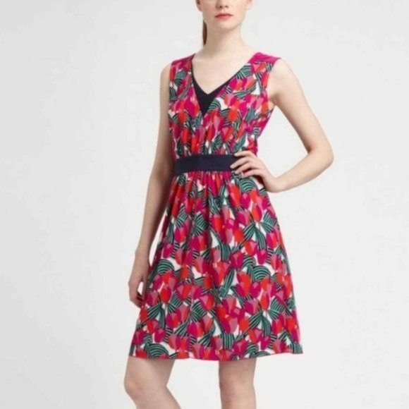 Tory Burch Tulip Augustina Pink Red Sleeveless Tie Back Dress - Picture 16 of 16
